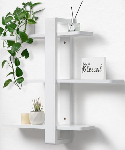SUMGAR White Floating Shelves for Wall Shelf Shelving Unit for Bedroom Living Room Bathroom Office Large Pine Wood Rack Home Decoration Storage Organiser Plant Photo Display