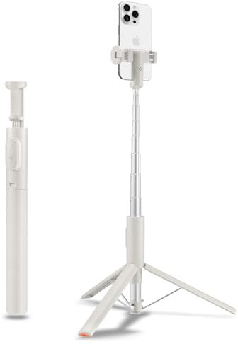 Spigen Trípode Automático Selfie Stick, WonderSnap S541W, Selfie Stick Bluetooth 5.0 con Control Remoto, Trípode para Smartphone para iPhone, Galaxy, Pixel, Xiaomi, OnePlus etc - Dune Beige