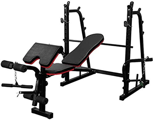 NRUFYSJG Professionelle Hantelbank， multifunktionaler Langhantelständer， Fitnessständer， Gewichtheberständer， Kniebeugenständer für die Familie im Fitnessstudio， Gewichtheberbank， Drückstation für
