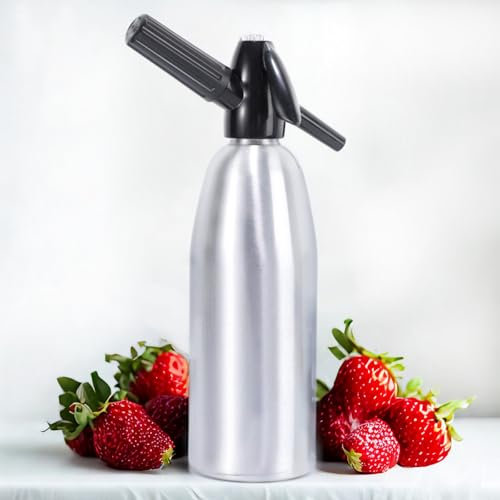 HYEIOL 1 Liter Sprudelwasserbereiter, kohlensäurehaltiger Soda-Siphon für Zuhause und Club, DIY frische Limonaden, Aluminium-Legierung (Silber)