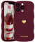 LAPOPNUT for iPhone 13 Pro Case,Cute Curly Wave Frame Love Heart Phone Case for Girls Women,Soft Silicone TPU Bumper Shockproof Camera Protective Cover for iPhone 13 Pro 6.1 inch,Wine Red
