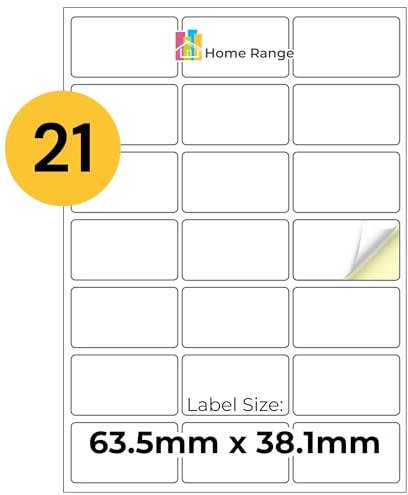 Home Range 2100 Aufkleber Adressetiketten (3x7 | 21 pro Bogen | 100 Blatt) | matt weiß selbstklebende Etiketten zum Abheften, Organisieren, Rücksendeadresse, Büro & Zuhause Beschriftung