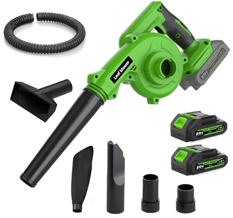 Akku-Laubbläser & Laubsauger 2-in-1 mit 2 Akkus für Gartenreinigung