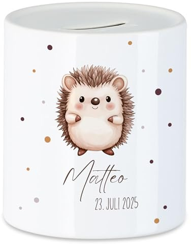 Spardose Kinder mit Namen Personalisiert, Tiermotiv Elefant Geschenk für Mädchen & Junge Geburtstag, Weihnachten, Geburt und Taufe - Sparschwein Geldgeschenk und Wunscherfüller