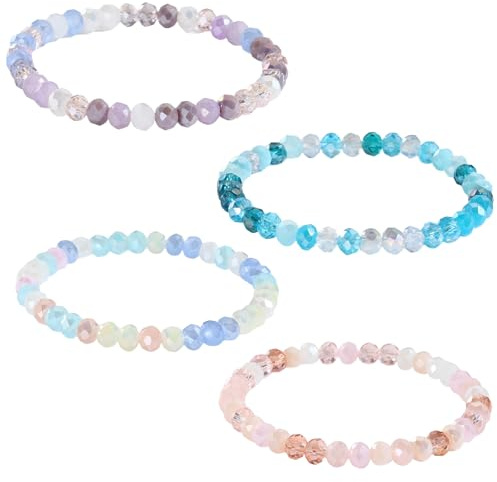 Daelesr 4pcs Damen Kristall Perlen Armband, Mehrschichtiges Steine Armband, Boho Modeschmuck, Freundschafts/Partner Armbänder, Beste Freundin Geschenk