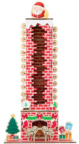 Christmas 24 Day Holiday Advent Calendar Wooden Santa Chimney Decoration Festival Home Wall Decoration For Countdown Wooden Santa Chimney Advent Calendar