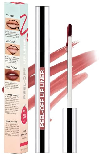 Waterproof Peel Off Lip Stain, Long Lasting Matte Lip Liner with Easy Peel & Reveal Tint, Highly Pigmented Transfer-Proof Anti-Smudge Formula, Natural Smooth Makeup - Brick Red