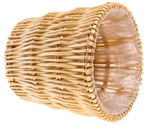 FONDOTIN Poubelle en Rotin Tressé Doublure Intérieure, Petite Corbeille à Papier pour Chambre ou Salle de Bain, Rangement Pratique
