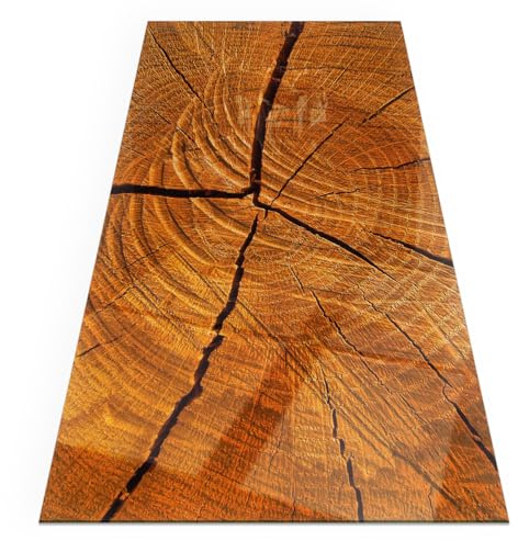 Kaminbodenplatte Glas 120x60 cm - Herdboden Polierte Kanten Unter dem Kamin Glas Funkenschutzplatte Thermischer Schutz Fleckenbeständigkeit Dekoration - Holzmaserung im Querschnitt