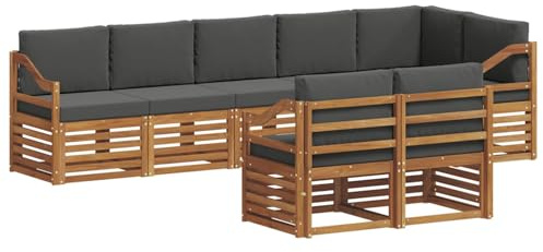 vidaXL Sofagarnituren 8 pcs Natur und Anthrazit Massivholz Akazie, Garten-Sitzgarnitur, modernes Lounge-Set, pflegeleichtes Gartenmöbel, gemütliche Terrassen-Sitzgelegenheit