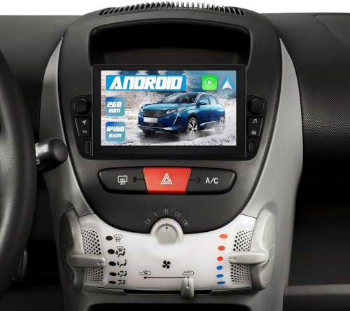 Junsun Android Radio für Peugeot 107 / Citroen C1 / Toyota Aygo 2004-2014 | 2GB+64GB with 7 zoll Touchscreen CarPlay, Android Auto, Bluetooth Navigtion Lenkradsteuerung
