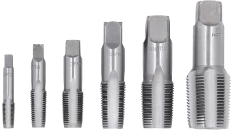 Focket Jeu de Robinets, 6 Tailles 1 3 4 1 2 3 8 4 8 Robinets de Tuyauterie NPT en Acier au Carbone avec Boîte de Rangement à Coupe Précise pour Plomberie et Applications de Construction Automobile