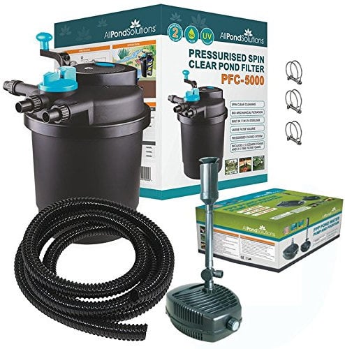 allpondsolutions Pressurised Koi Fish Pond Filter Complete Kit with Pond Pump and UV Steriliser Light All in one - Ponds Up to 5000 litres - PFC-5000-KIT-FOUNTAIN