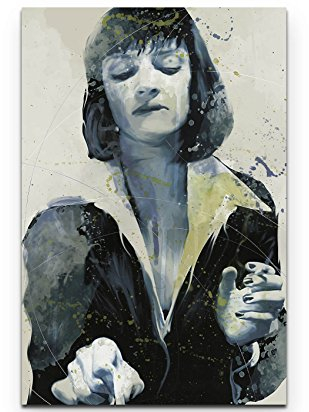Paul Sinus Art Uma Thurman Pulp Fiction 90x60cm auf Leinwand gespannt fertig zum aufhängen