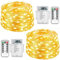 FANSIR Fairy String Lights, 2 Set 33ft 100 Led Fairy Lights Battery Operated Silver Wire Lights with Remote Control, 8 Mode Waterproof Light for Garden Bedroom Centerpiece Wedding Party (Warm White)