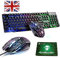 UK Layout Tastiera e Mouse con Filo Set T6 Arcobaleno retroilluminato USB ergonomico Multimedia Gaming Keyboard + dpi 6 Tasti Arcobaleno LED USB Gaming Mouse + Free Gaming Mouse per Misura Standard