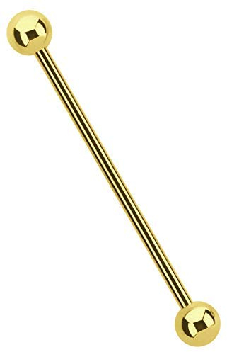 Industrial, Intim, Ohr Piercing 316L Stahl Stab 1,6 x 35 mm Gold