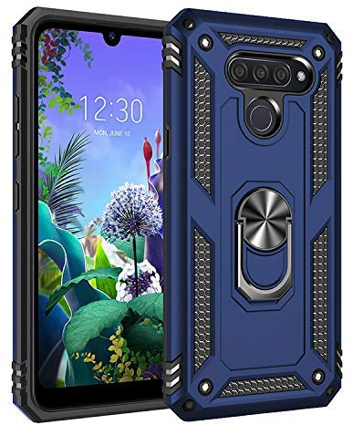 BestST Handyhülle für LG K50/LG Q60 Hülle Schutzhülle Stoßfest Schutz TPU Doppelstruktur Fall Harte Rüstung Cover case Schale Handyhülle für LG K50/LG Q60 mit Ständer(Blau)