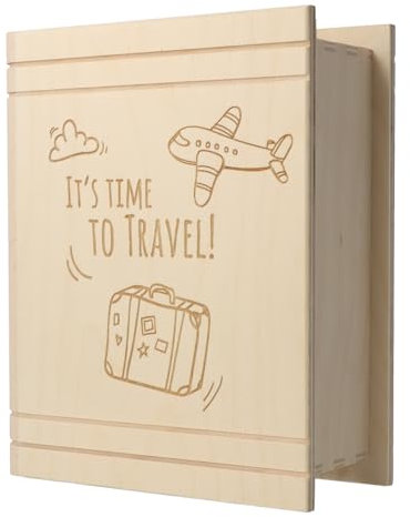 Spruchreif| Hucha de madera en forma de libro | Viajes | Luna de miel | Intercambio de estudiantes | Vacaciones | Aventura | Regalo de dinero para un viaje | It's Time To Travel