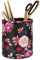 Pen Pencil Holder, WAVEYU Floral Flower Pattern Pen Cup Container PU Leather Desk Organizer Stand Decor Brush Scissor Holder Desk Organizer Decoration for Office Desk Home Decorative, Floral