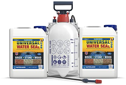 Raincheck Impermeabilizante Hidrofugante para Madera, Piedra y Ladrillo - 5L x 2 + Pulverizador - Transpirable, Transparente y Listo para Usar sobre Terrazas y Paredes