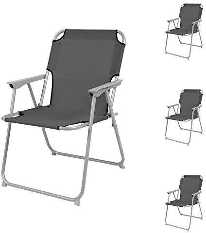INDA-Exclusiv 4er Set Campingstuhl Faltstuhl Klappstuhl Anglerstuhl Regiestuhl Metall Stoff Oxfort B 53 x T 46 x H 74 cm
