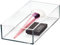 iDesign Storage Drawer from the Signature Series by Sarah Tanno, Rectangular PET Makeup Tray for Beauty Products, Cosmetic Organiser System, Clear/Matte White, 10.2 cm x 20.3 cm x 5 cm