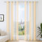 Deconovo Voile Vorhänge mit Ösen, Gardinen Wohnzimmer Modern, Vorhangschal Transparent Boho Streifenmuster, 175x140 cm(HöhexBreite), Creme, 2er Set