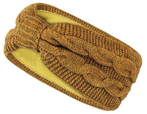 Frentree Damen Stirnband gestricktes Haarband mit Schleife und Zopfmuster, Mädchen Ohrenwärmer gefüttert mit weichem Fleece Innenfutter, SB1019