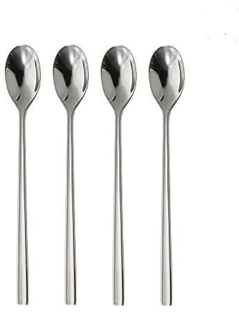 Robert Welch Blockley Bright Long Handled Spoon, Set of 4. Suitable for Latte, jam and ice Cream. Made from Stainless Steel. Dishwasher Safe.