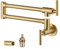 WOWOW Pot Filler Faucet Brushed Gold, Solid Brass Pot Filler Wall Mount Kitchen Stove Faucet with Double Joint Swing Arms