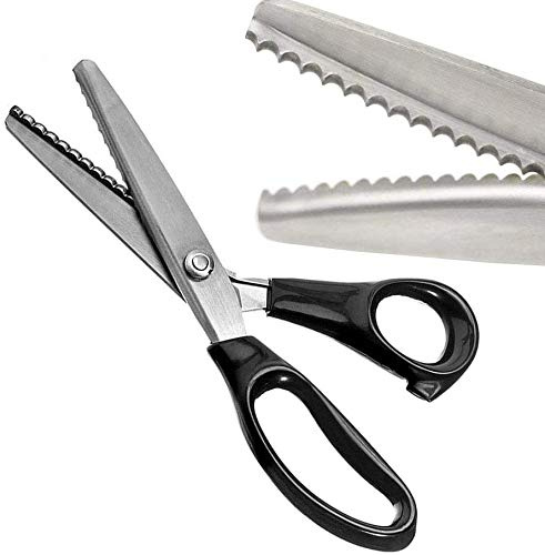 Pinking Shears for Fabric Paper Cutting, Stainless Steel (Scalloped, 10mm) | Scalloped Serrated Scissors, Zig-Zag Cut Sewing Scissors, Professional Handheld Dressmaking Tailor Scissors for DIY Crafting