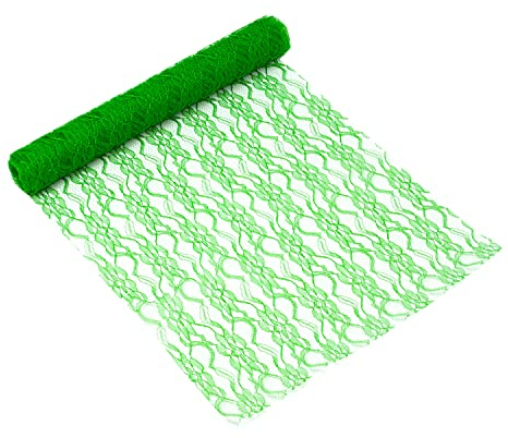 Oblique Unique® Tischläufer Tischband Tisch Läufer mit Spitze 300cm x 30cm Tischdeko für Taufe Baby Shower Geburtstag Party Hochzeit Silvester Deko (Grün)