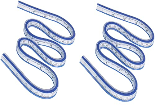 HLZC Flexibles Kurvenlineal, 2 Stück, 61 cm, ideal zum Zeichnen und Nähen, Blau