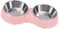 Double Dog Bowl,Non Slip Non-spill Stainless Steel Double Bowl with 1 Pet Food Spoop For Small Dogs and Cats (Light Pink, M)