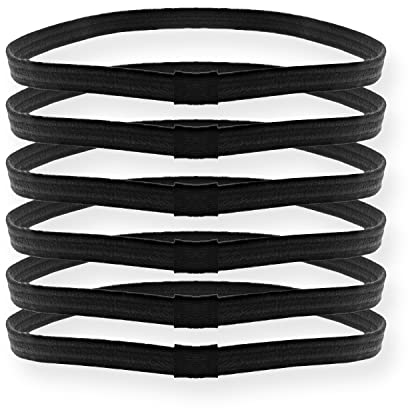 AKH® 6 Sports Headband |Pack of 6 |Sweat Bands |Non-Slip |Elastic Head Bands | Gym headband | Hair Bands For Unisex Women Men | For running, Cycling, Workout, Exercise, Yoga | Sport Headband (Black)
