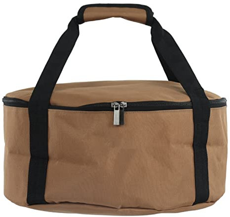 Sac de Rangement pour Marmite de Camping, Sac de Batterie de Cuisine D'extérieur, Organiseur de Vaisselle pour Cuisinière Portable Kaki avec Sangles de Poignée pour les Pique-niques(Grande taille)