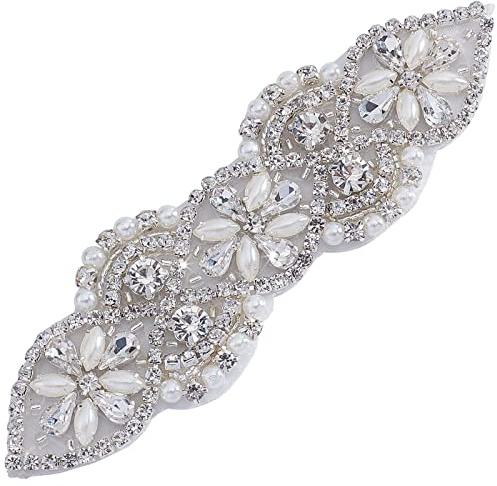 craspire Kristall-Strass-Applikation, Silber, Braut-Hochzeitsapplikation, Aufbügeln, Strass-Schärpe, Applikation Für Brautkleid, Gürtel, Kopfbedeckungen, Kleidung, Schuhe
