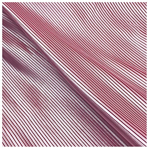 Satin Plissee Stoff Linie Textur Fein Streifen Akkordeon Plisse Stoff für Kleid Rock Nähmaterial 144,8 cm Breite MM373 (Rosa)