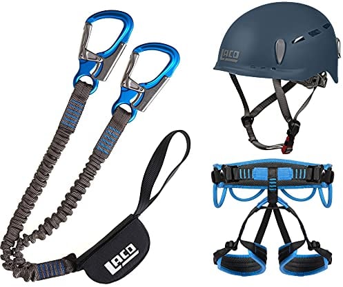 LACD Klettersteigset Pro EVO 3.0 + Klettergurt Start 2.0 Größe L + Helm Protector 2.0 Midnight Navy