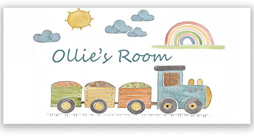 Tigerlilyprints Personalised kids door signs & Plaques, Bedroom Door Signs, Train Name Plate, Kids Room Door Sign Decor, Boys,Girls Baby Gift