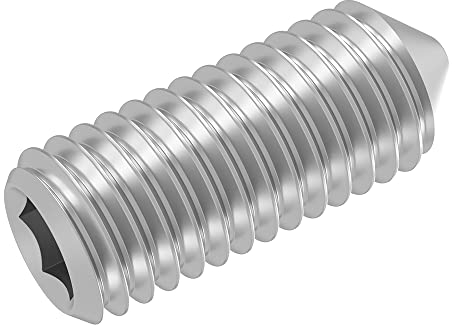 SECCARO Perni filettati con punta M8 x 20 mm, in acciaio inox V2A VA A2, DIN 914/ISO 4027, esagonali, 20 pezzi