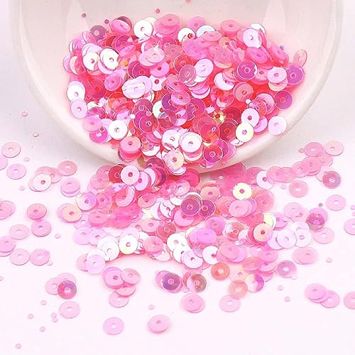 Duories 4000 Pailletten 4 mm Durchmesser,Stickerei Pailletten,Pailletten Basteln Set,Pailetten Kit Paietten Pailletten Basteln Lose Pailletten,für DIY Kunsthandwerk Herstellung,Rosa