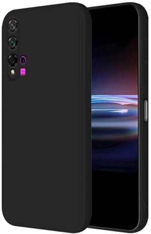 HONLEN Hülle für Huawei Nova 5T / Honor 20 Schutzhülle Case, (6.26 Inches) Liquid TPU Silicone Handyhülle mit Fallschutz Silikon Cover Schwarz