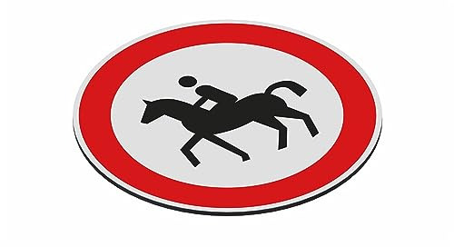 SCHILDER Systeme Verbotsschild Ø 400 mm - Verbundplatte 3 mm mit UV-Druck - MOTIV: Reiten verboten - Glänzender UV-Schutzlack