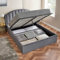 Home Treats Grey Small Double Bed Frame Curved | Winged Headboard Ottoman Storage Bed | Velvet Upholstered Bed 4FT 120 x 190cm (Small Double, No Mattress)