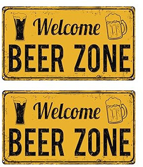 Oedim Warning Zone Beer gelbe Nummernschilder, aus Aluminium von 3 mm, Original, robust und wirtschaftlich, 2 Stück