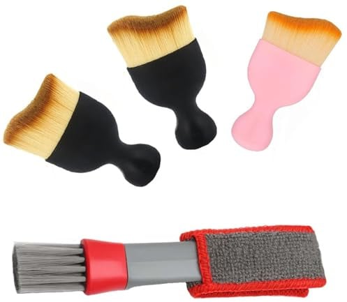PDSQL 4 Stück Auto Reinigungsbürsten,Auto Detailingbürste,Armaturenbrett Air Outlet Gap Staub Entfernung Bürsten Car Interior weichen Borsten Detailing Brushes,Cleaning Brush for Interior/Exterior