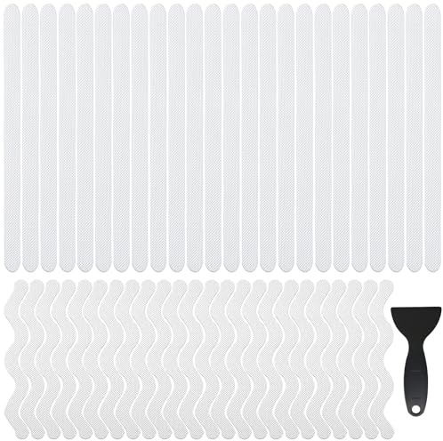 48pzas Tiras Antideslizantes Cinta Antideslizante para Baño Adhesivos Transparentes y Antideslizantes Protección Antideslizante Autoadhesiva, para Piscina Ducha Baño Escaleras, Rascador Premium