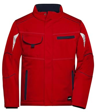 James & Nicholson Winter Workwear Softshell Jacke - Gefütterte Arbeitsjacke aus funktionellem Softshell | Farbe: red/navy | Grösse: XXL